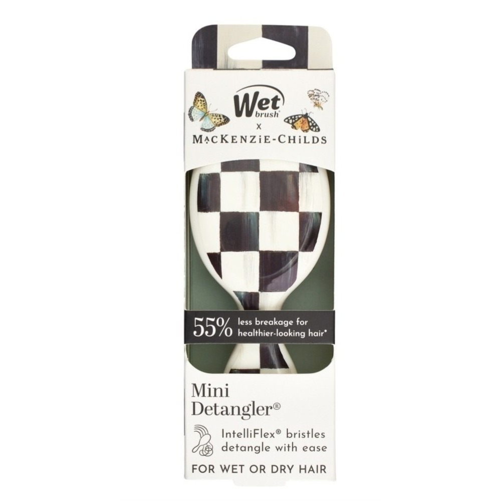 Wet Brush x MacKenzie Childs Courtly Check Mini Detangler Hair Brush Black White